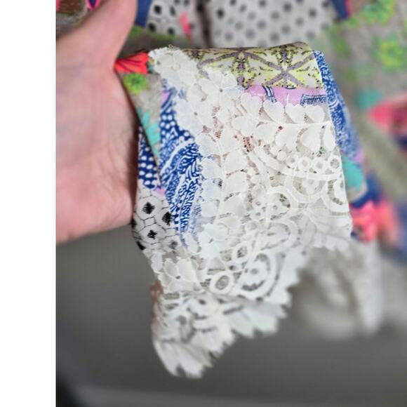 Victoria’s Secret Bali Patchwork Floral Print Lace Hem Open Robe Kimono XS/S - Picture 4 of 6